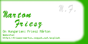 marton friesz business card