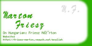 marton friesz business card